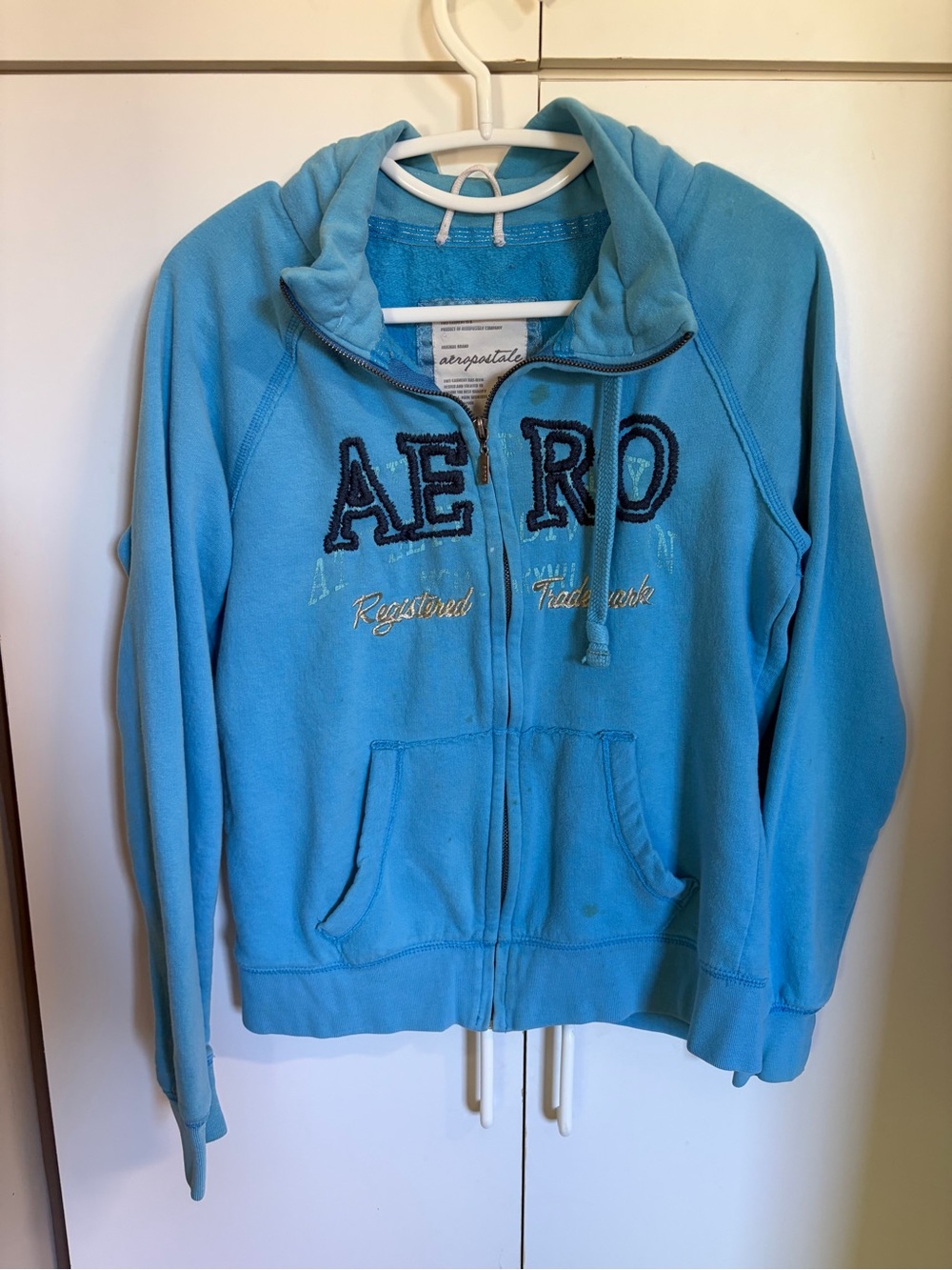 Aeropostale Juniors Light Blue Full-Zip Vintage Y2K Jacket Medium FLAWED
